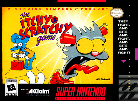 The Itchy and Scratchy Game box art for Super Nintendo